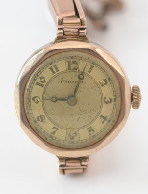 Lot 293 - 9ct. yellow gold cased Sederal cocktail watch.