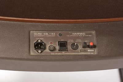 Lot 722 - Pair of Quad electrostatic No. 63 ESL loud speakers.