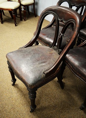 Lot 49 - A set of six Victorian mahogany spoon back dining chairs