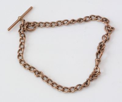 Lot 147 - 9ct. yellow gold curb link pattern Albert chain.