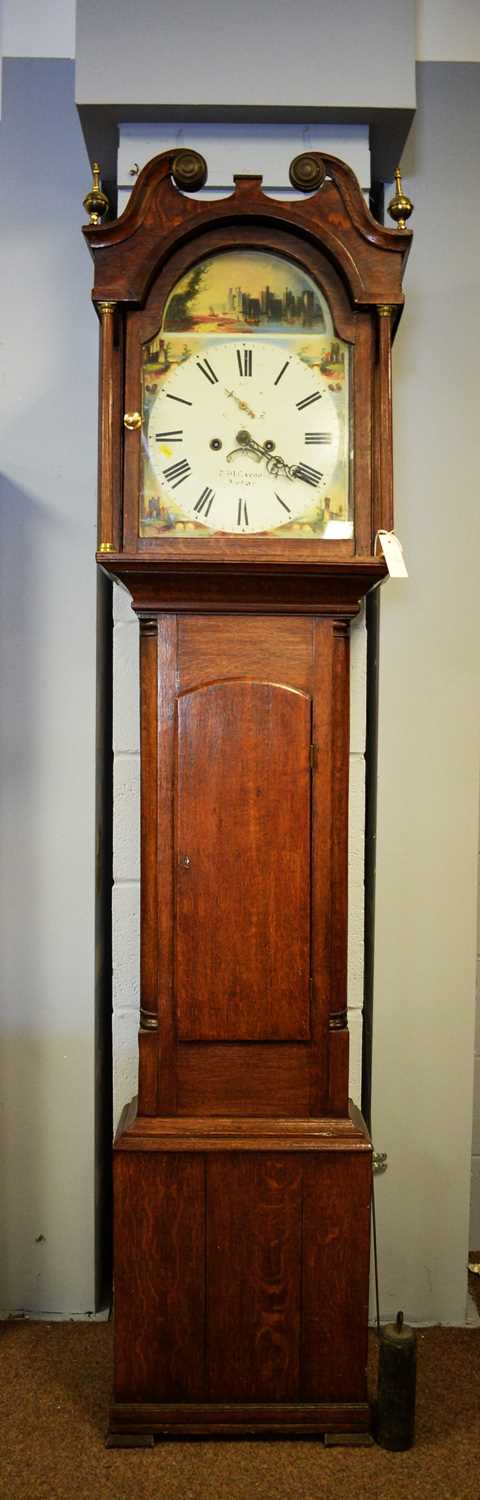 Lot 126 - 19th C eight-day oak longcase clock.