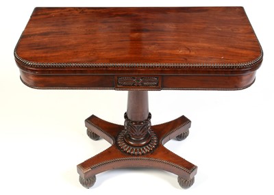 Lot 678 - Regency mahogany fold over card table stamped Gillow