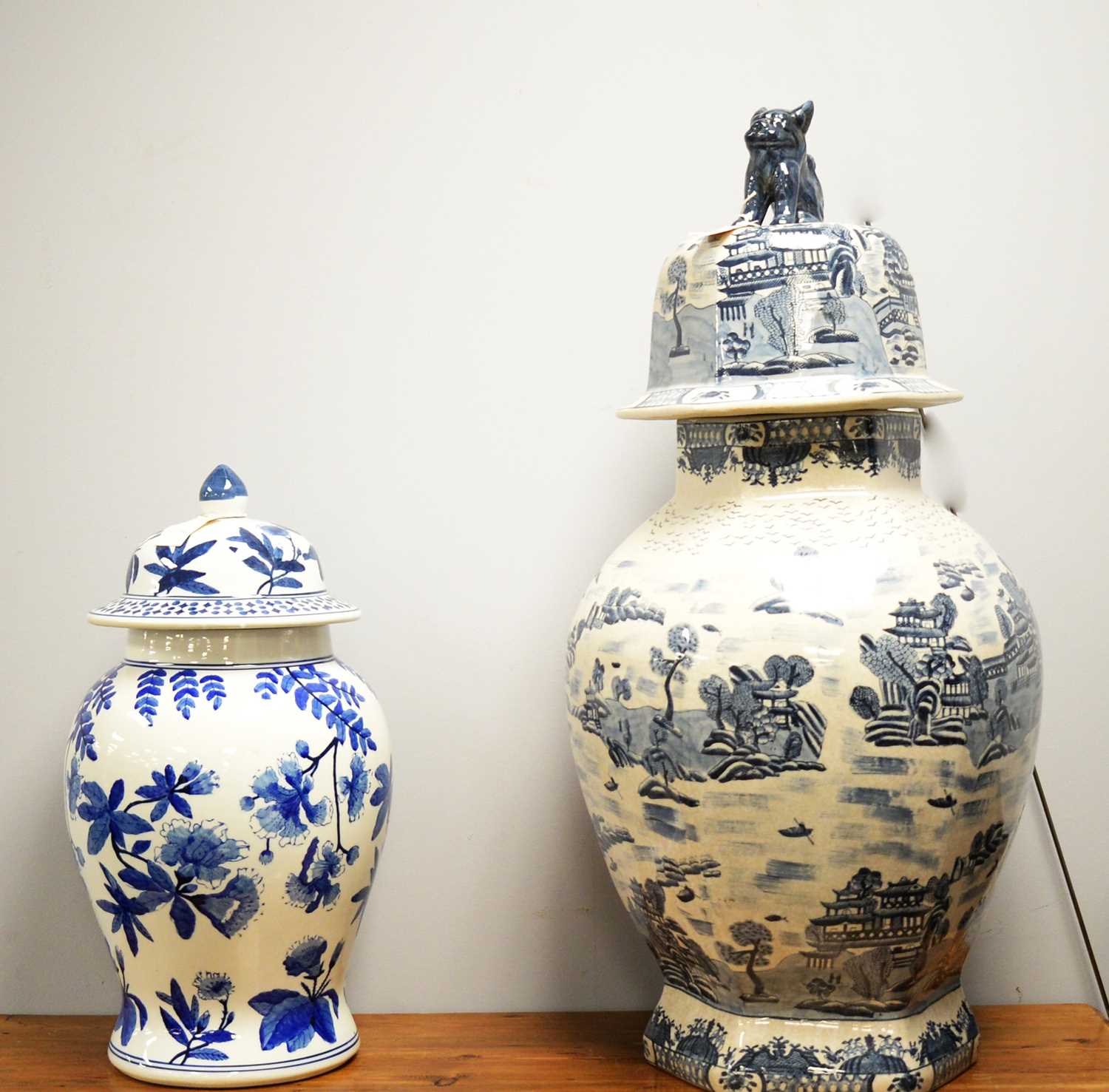 Lot 408 - Two large modern Chinese-style vases and covers.