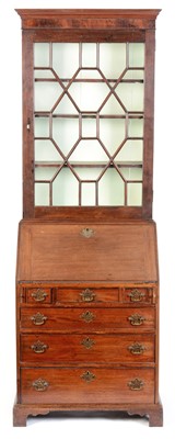 Lot 645 - Late George III mahogany bureau bookcase
