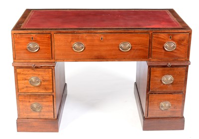 Lot 647 - 20th Century George III style mahogany pedestal desk