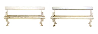 Lot 648 - Saracen Foundry, Glasgow - Pair of late 19th Century white painted cast iron garden benches