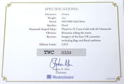 Lot 30 - Diamond Jubilee 60-diamond 5oz silver medal