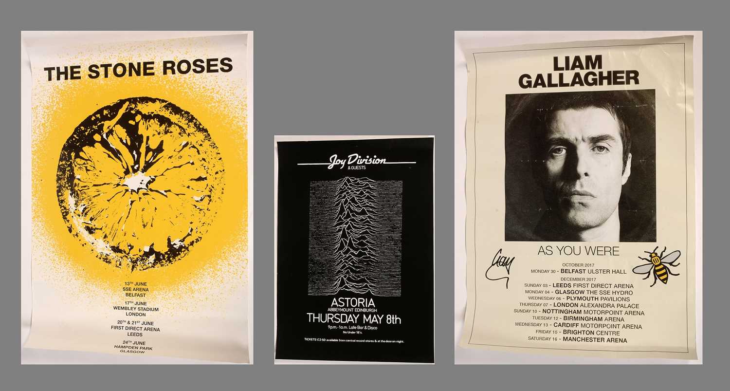 Lot 872 - Three unframed music posters-- Stone Roses 93...