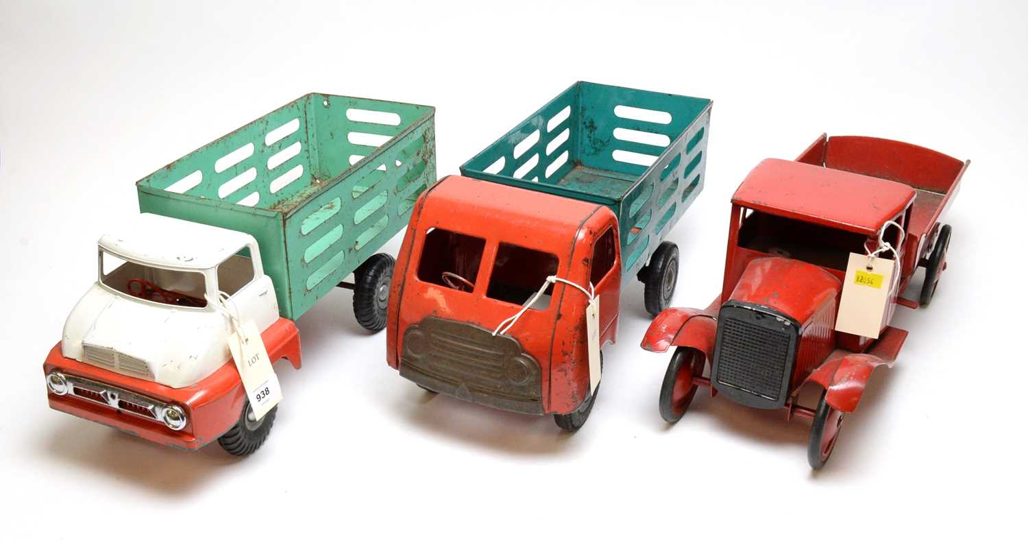 Lot 938 - Three Tri-ang and other tinplate vehicles.