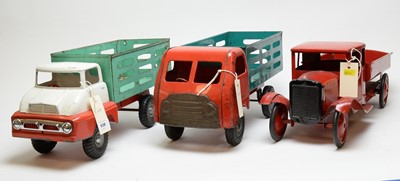 Lot 938 - Three Tri-ang and other tinplate vehicles.