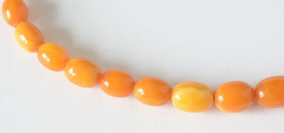 Lot 42 - A butterscotch amber bead necklace