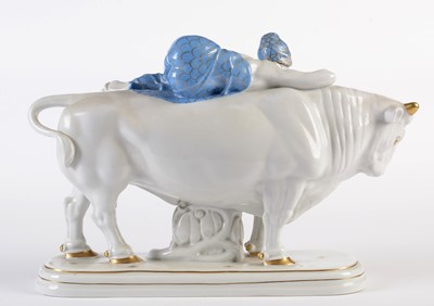 Lot 722 - Art Deco figure of Europa and the Bull by Carl Nacke, circa 1920