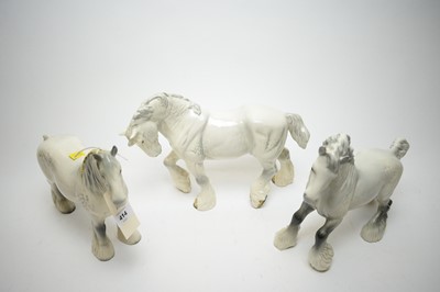 Lot 414 - Three Beswick Gray Shire Horses.