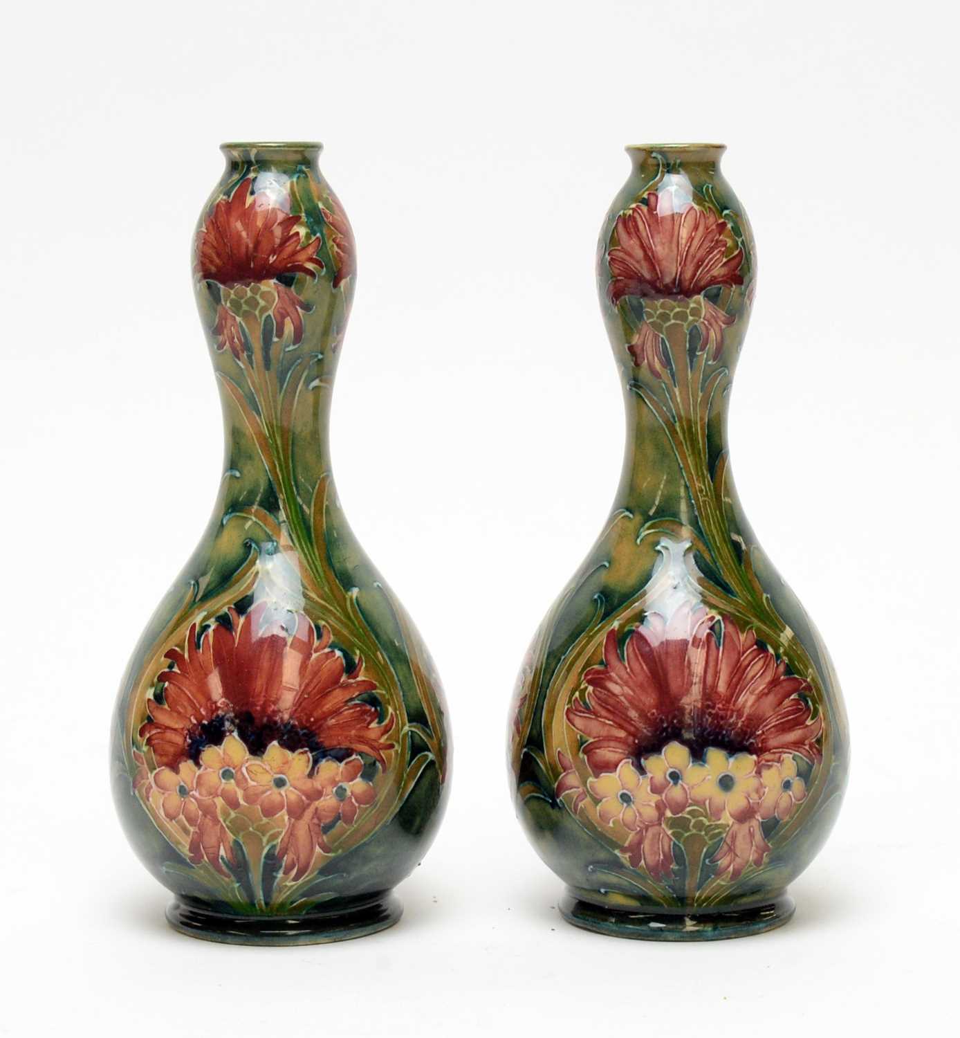 Lot 513 - Pair of Macintyre Moorcroft Florian vases