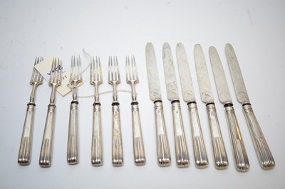 Lot 204A - Six Georgian silver knives and forks.