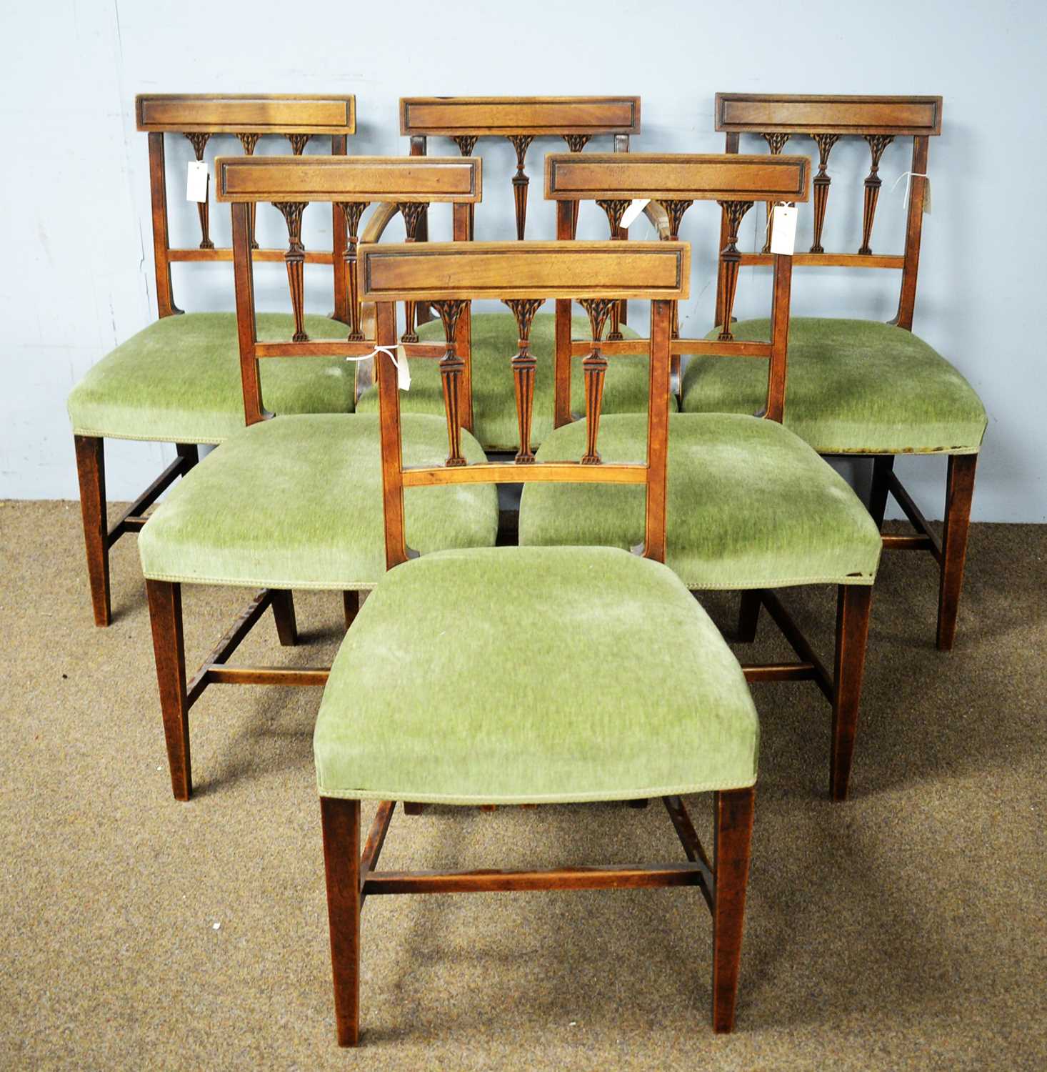 Lot 109 - Set of six 19th C dining chairs.