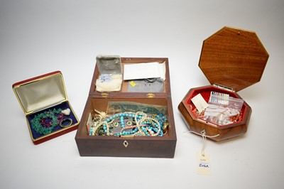 Lot 206A - Selection of costume jewellery, and two trinket boxes.