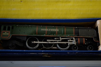 Lot 628 - Two Hornby Dublo locomotives and four carriages.