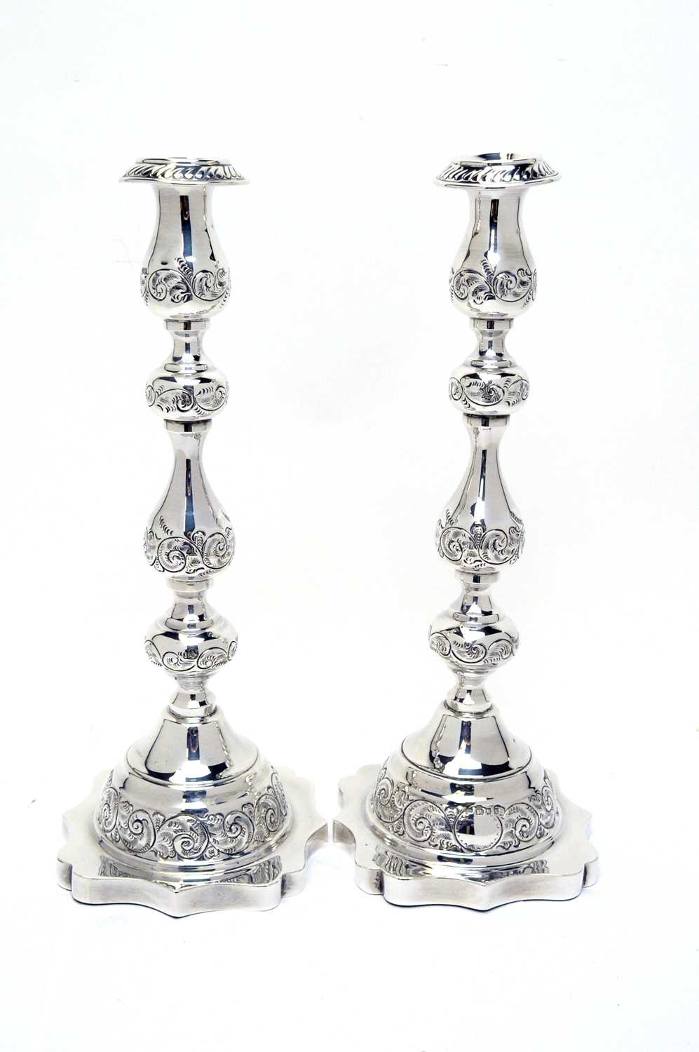 Lot 192 - A pair of George V silver Sabbath candlesticks