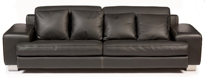 Lot 840 - Roche Bobois: a contemporary black leather three-piece suite.