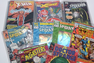 Lot 1412 - Dr. Strange, Where Monsters Dwell, Mighty Marvel Western, and other comics.