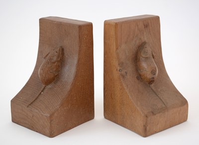 Lot 772 - A pair of Robert Thompson 'Mouseman' oak Bookends.