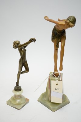 Lot 253 - Two Art Deco bronzed figures of dancers, a pair of vases and other items.