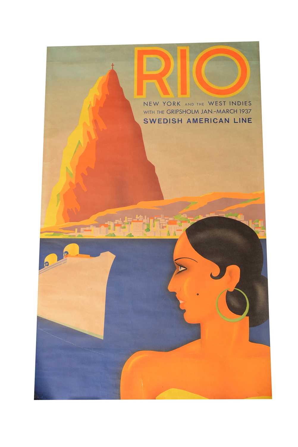 Lot 1291 - An Art Deco travel poster 'Rio', artwork by Ake Rittmark