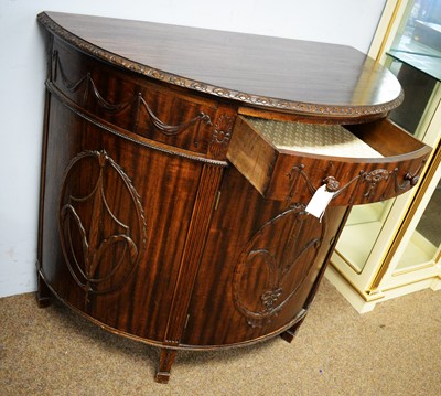 Lot 83 - A Maple & Co. demi lune mahogany side cabinet