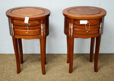 Lot 79 - A pair of French style oval bedside tables