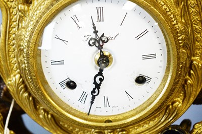 Lot 248 - An Italian three piece clock garniture.