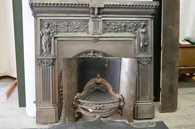 Lot 132A - 20th C Polished steel fire surround and fire grate