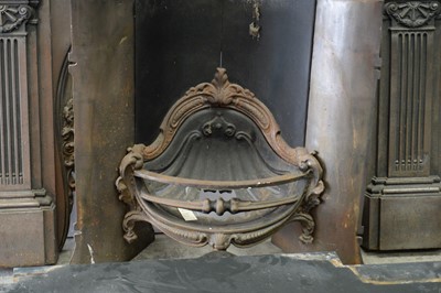 Lot 132 - 20th C Polished steel fire surround and fire grate