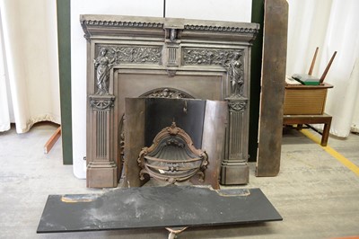 Lot 132 - 20th C Polished steel fire surround and fire grate