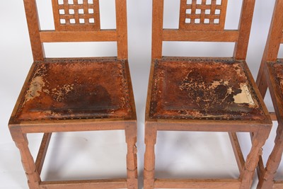 Lot 654 - Set of six mid 20th Century Robert 'Mouseman' Thompson oak dining chairs