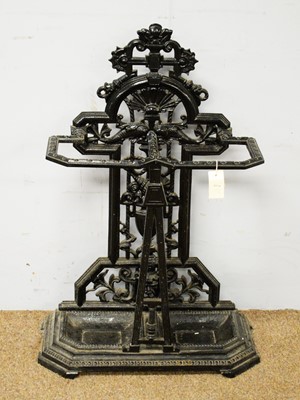 Lot 64 - A 20th Century cast iron black painted stick stand