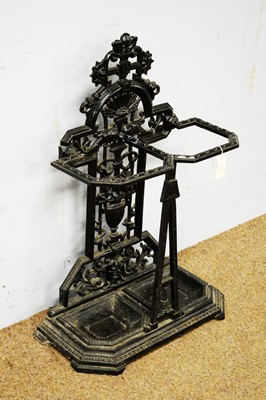 Lot 64 - A 20th Century cast iron black painted stick stand