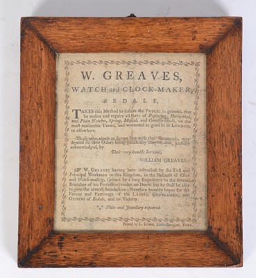 Lot 557 - William Greaves, Bedale: a 18th Century eight day miniature longcase clock