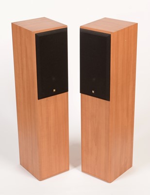 Lot 734 - A pair of KEF floor standing teak hi-fi speakers.