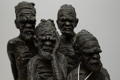 Lot 434 - Peter Sedcole bronzed resin Aboriginal figure group.