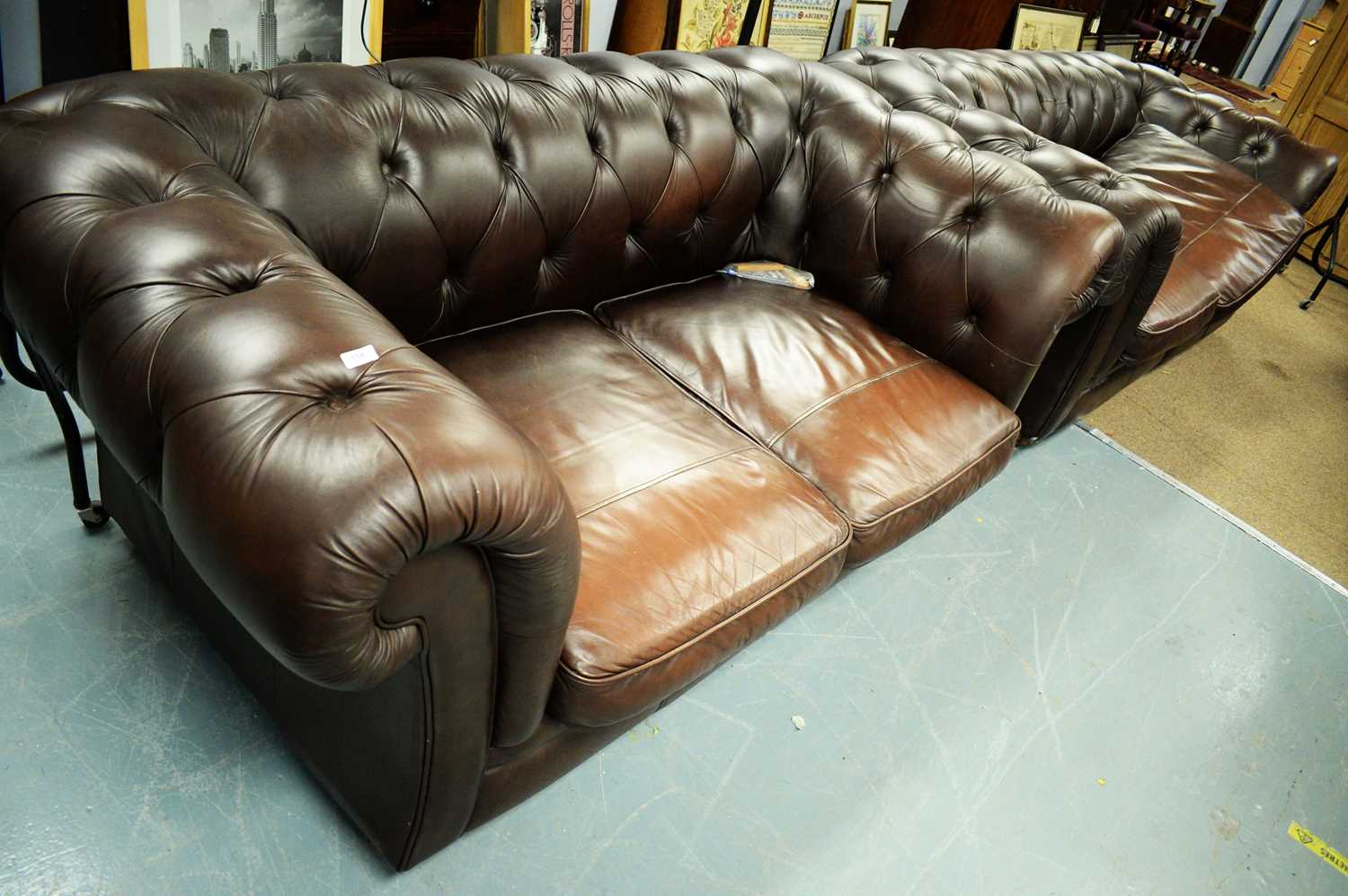 Lot 154 - Two 20th Century chesterfield sofas