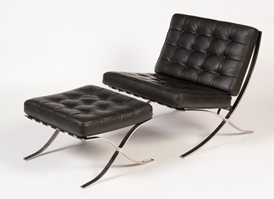 Lot 862 - After Ludwig Mies van der Rohe: a 'Barcelona' chair and stool.