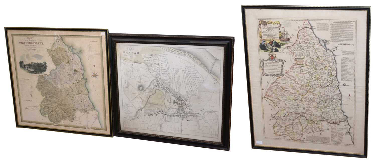 Lot 539 - Map of county of Northumberland , another map of Northumberland and plan of Hexham