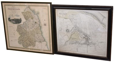 Lot 539 - Map of county of Northumberland , another map of Northumberland and plan of Hexham