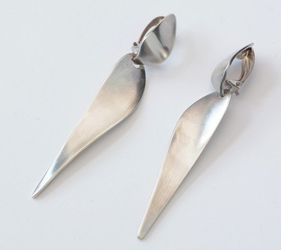 Lot 749 - Nanna Ditzel for Georg Jensen: sterling silver drop earrings