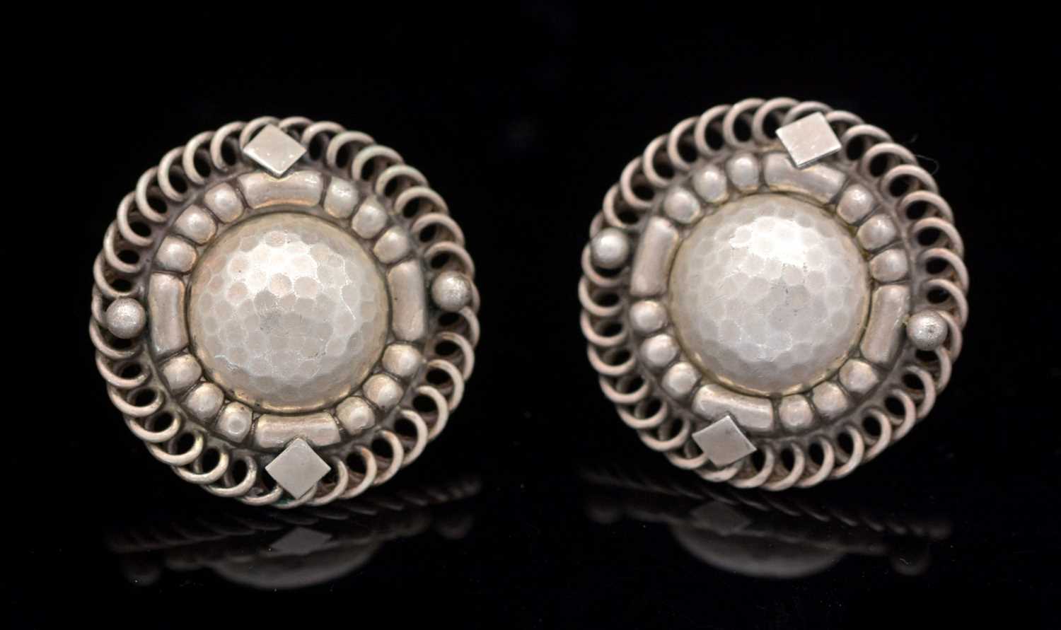 Lot 750 - Georg Jensen: a pair of sterling silver earrings