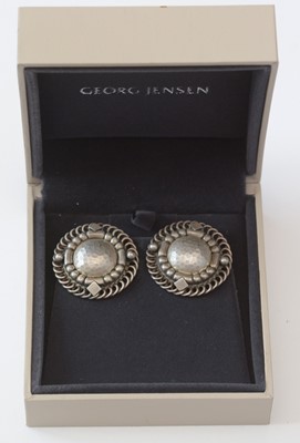 Lot 750 - Georg Jensen: a pair of sterling silver earrings
