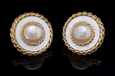 Lot 756 - Chanel: faux mabe-pearl and mother-of-pearl effect earrings