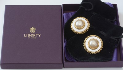 Lot 756 - Chanel: faux mabe-pearl and mother-of-pearl effect earrings