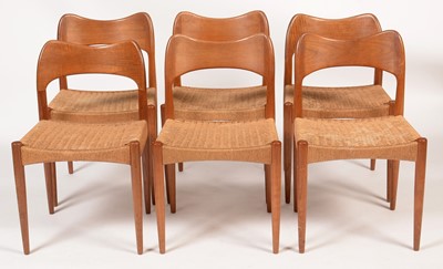 Lot 876 - Arne Hovmand Olsen for Mogens Kold, a set of six teak dining chairs